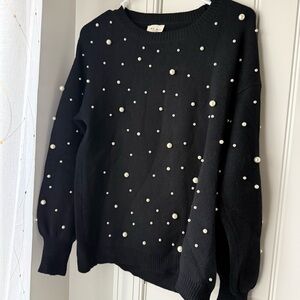 Black Pearl-Embellished Sweater